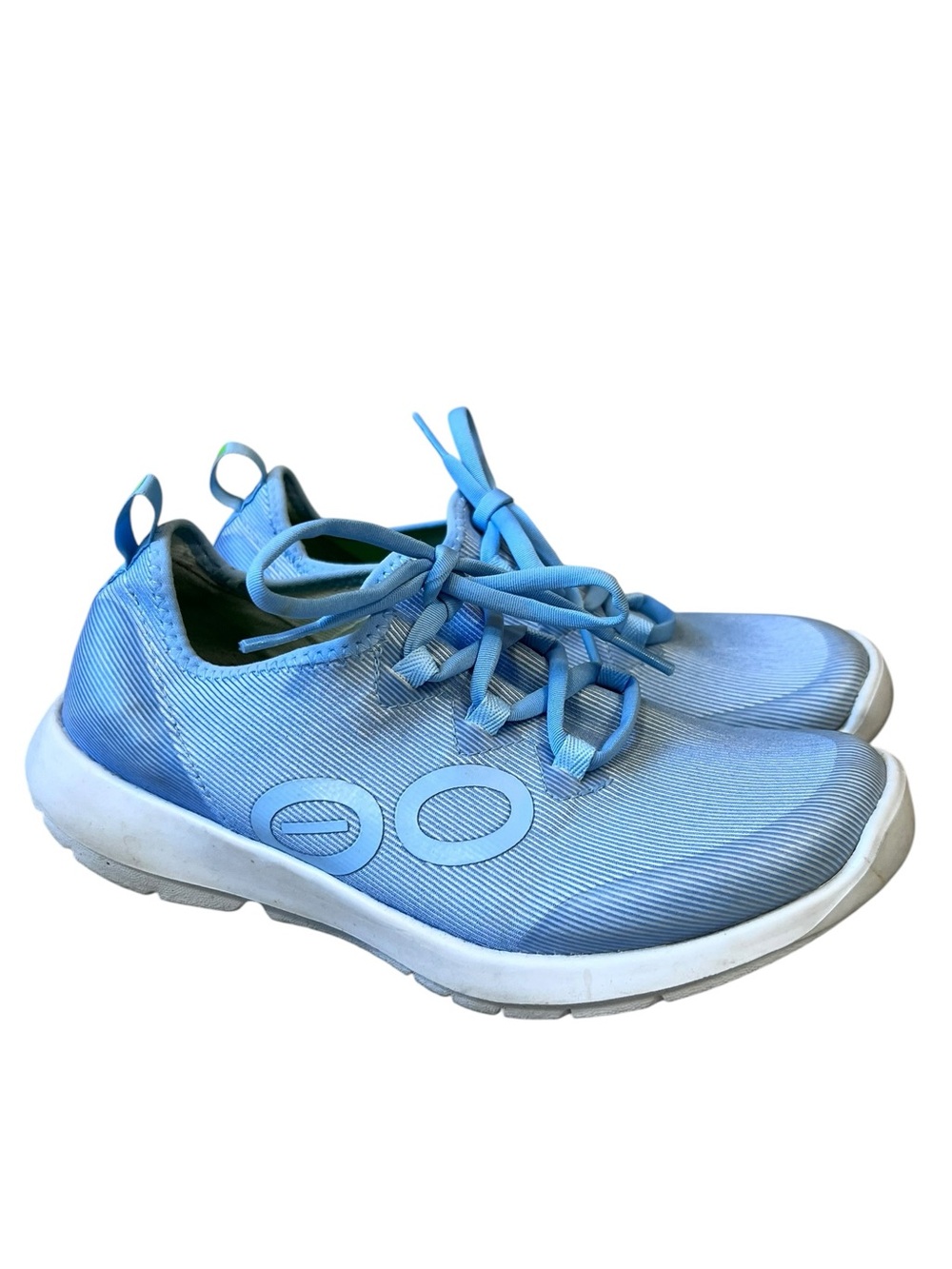 Oofos OOmg Sport LS Shoes Womens Size 8 Lace Up Recovery Sneakers Blue White - Picture 2 of 11